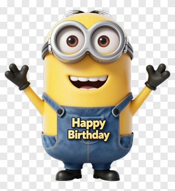 Yellow Minion With Happy Birthday Text PNG