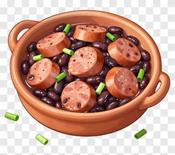 Sausage And Black Beans In Pot PNG