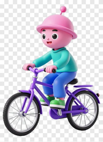 Child Riding Purple Bicycle PNG
