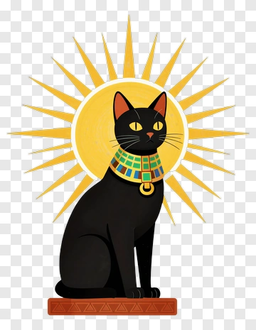 Egyptian Cat With Sun Disk PNG