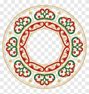 Ornamental Plate With Red Green Gold Design PNG