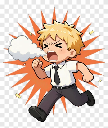 Cartoon Boy Running With Angry Expression PNG