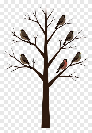 Birds On A Bare Tree PNG