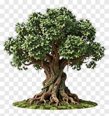 Ancient Tree With Vines And Moss PNG