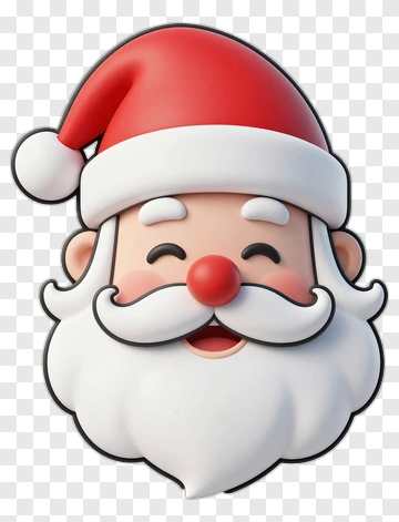 Santa Claus 3D Cartoon Face PNG