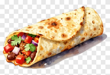 Watercolor Burrito With Beans And Vegetables PNG