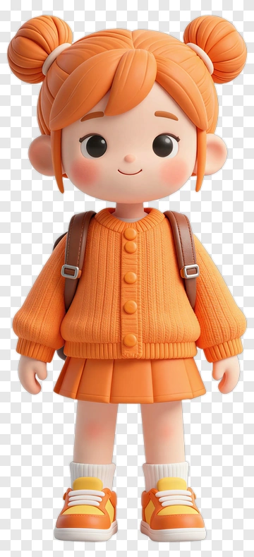 Cute Orange-haired Girl Student PNG