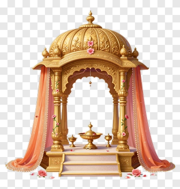 Golden Temple Pavilion With Pink Drapes PNG