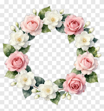 Pink And White Flower Wreath PNG