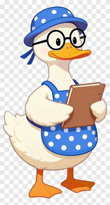 Friendly Duck Teacher Holding Clipboard PNG