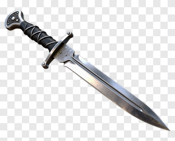 Silver Dagger With Black Grip PNG