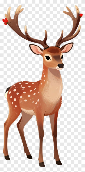 Cartoon Deer With Antlers And Spots PNG