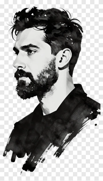 Man With Beard In Side Profile PNG