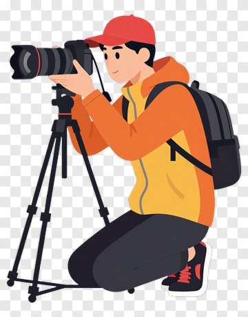 Photographer With Camera And Tripod PNG