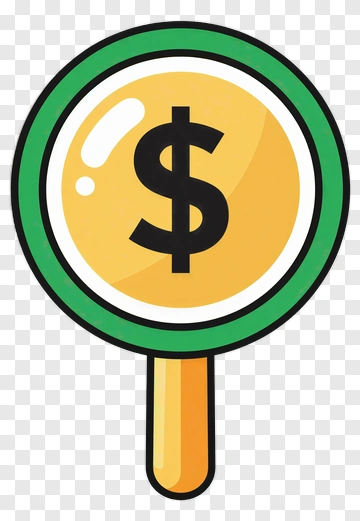 Magnifying Glass Over Dollar Sign PNG