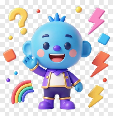 Blue Cartoon Character With Rainbow And Lightning PNG