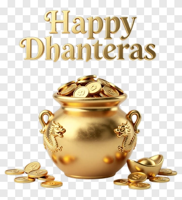 Happy Dhanteras Gold Pot PNG