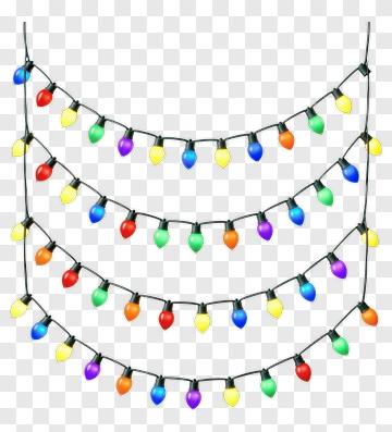 String Christmas Lights In Rainbow Colors PNG