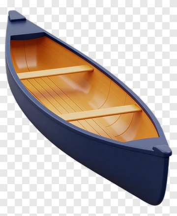 Blue Canoe With Orange Interior PNG