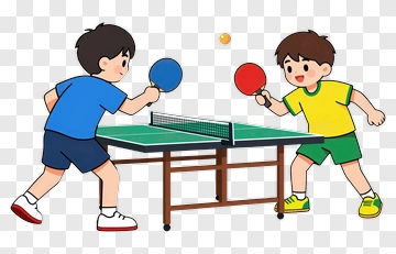 Two Boys Playing Table Tennis PNG