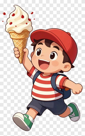 Happy Child Holding Ice Cream PNG