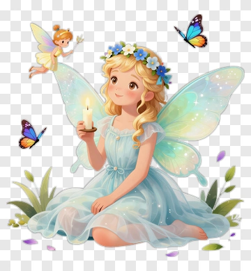 Fairy With Candle And Butterfly PNG