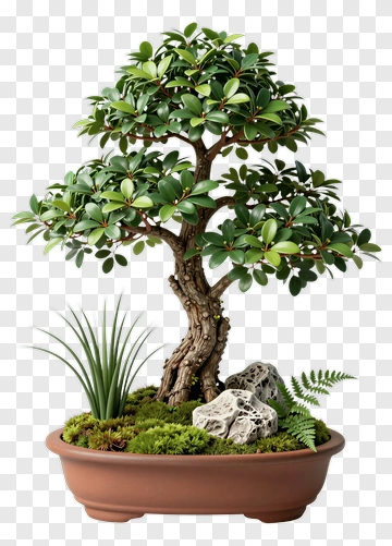 Bonsai Tree In Ceramic Pot PNG