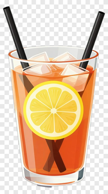 Iced Tea With Lemon And Straws PNG