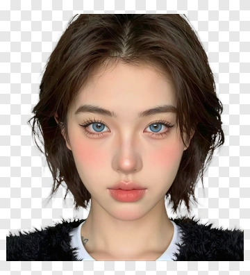 Woman With Short Hair And Blue Eyes PNG