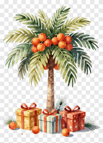 Palm Tree With Gift Boxes PNG