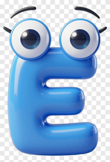 Blue Cartoon Letter E PNG