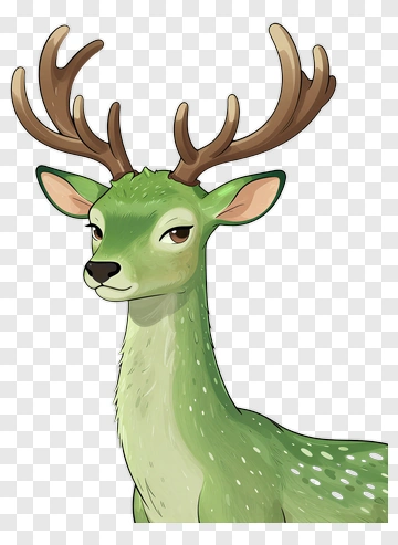 Green Stag With Antlers PNG
