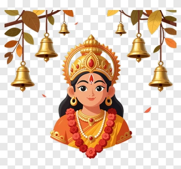 Cartoon Goddess Devi With Golden Crown PNG