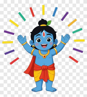 Cartoon Krishna With Raised Hands PNG