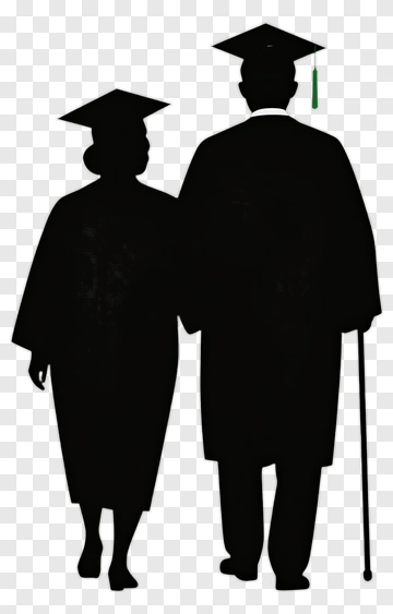 Elderly Graduate Couple Walking Together PNG