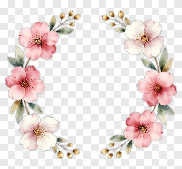 Pink And White Blossoms With Green Leaves PNG