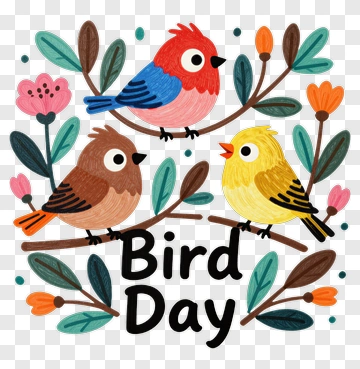 Three Birds Celebrating Bird Day PNG