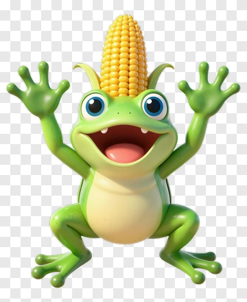 Happy Frog With Corn On Head PNG