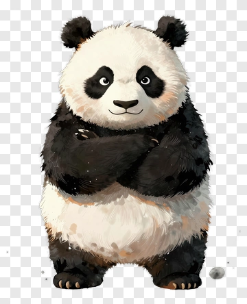 Cute Panda Standing With Arms Crossed PNG