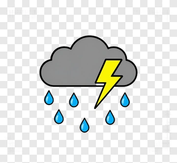 Storm Cloud With Lightning And Raindrops PNG