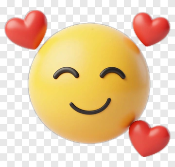 Smiling Emoji With Red Hearts PNG