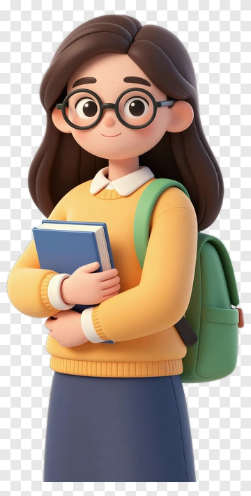 Cartoon Student Holding Book PNG