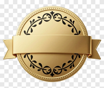 Gold Medal With Black Vine Design PNG
