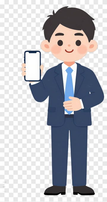 Businessman Holding Smartphone PNG
