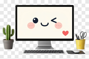 Cartoon Face On Computer Screen PNG
