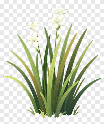 White Flowers With Green Leaves PNG