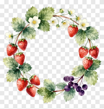Strawberry Berry Wreath Design PNG