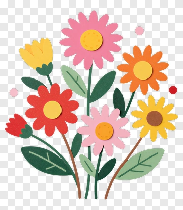 Colorful Flower Bouquet Craft PNG