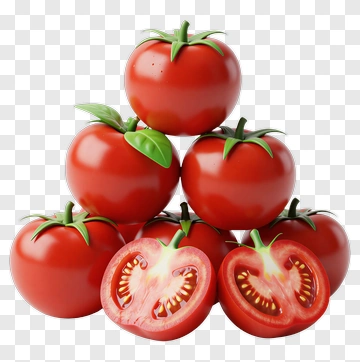 Fresh Red Tomatoes With Green Stems PNG
