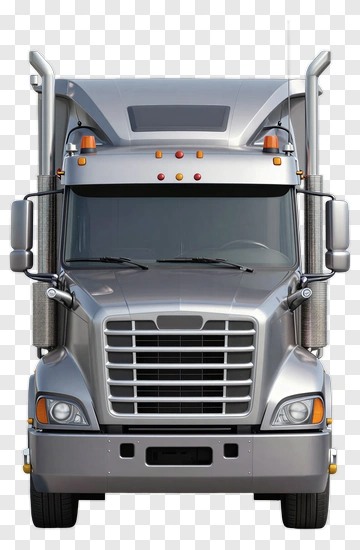 Front View Of A Silver Semi Truck PNG